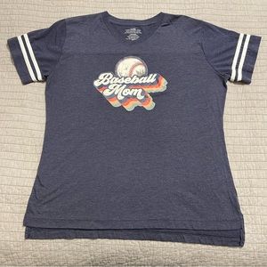 Baseball Mom Striped Sleeve Tee Size XL